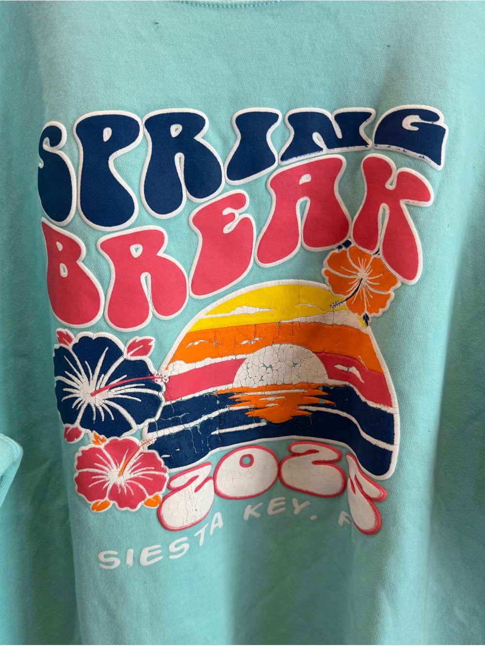 Aqua 'Spring Break' Graphic Pullover Hoodie